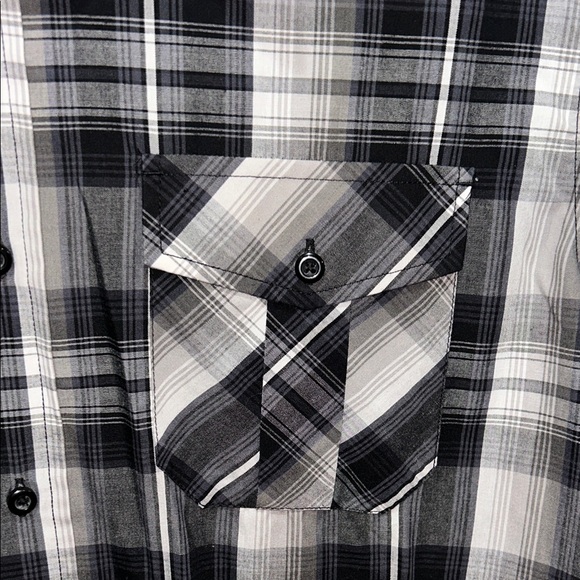 Beverly Hills Polo Club Black and White Plaid Shirt - Picture 4 of 6